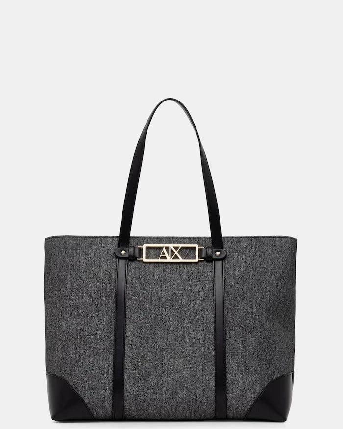 Armani Exchange suni deri kadın shopping çanta