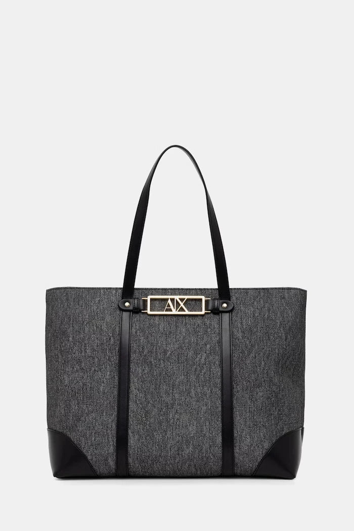 Armani Exchange suni deri kadın shopping çanta