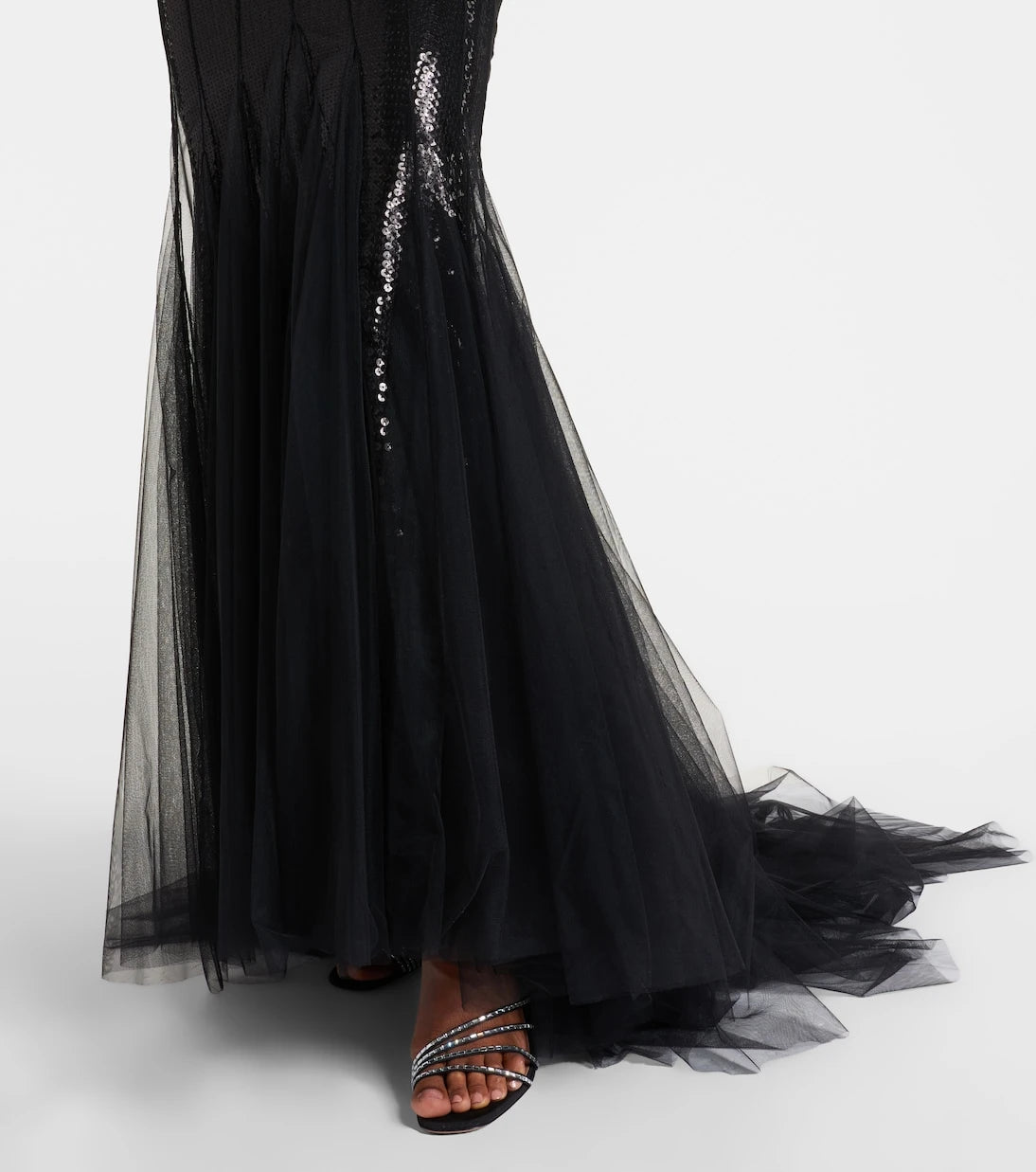 David Koma - Sequined tulle and satin gown