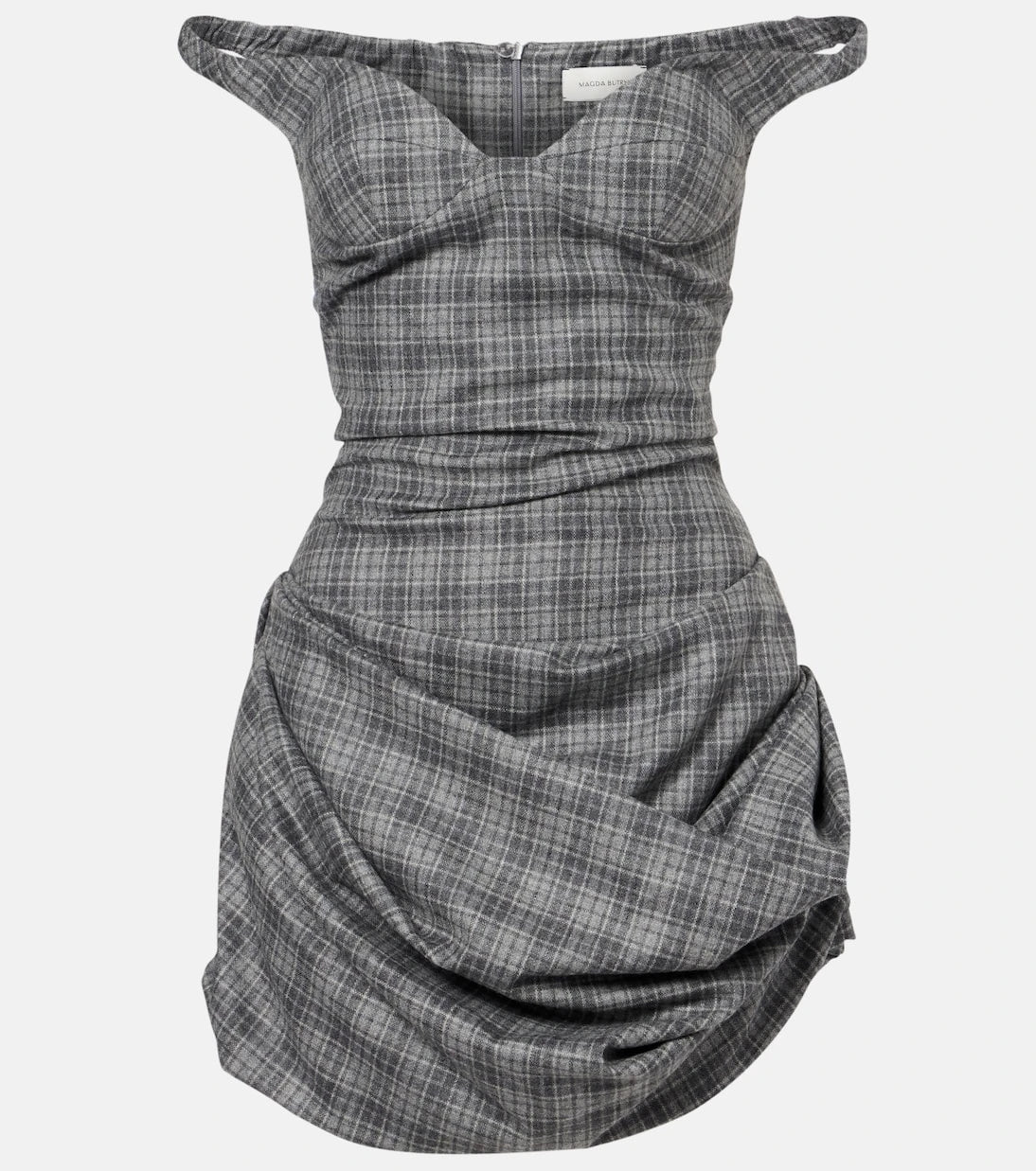 Magda Butrym - Ruched off-shoulder wool-blend bustier dress