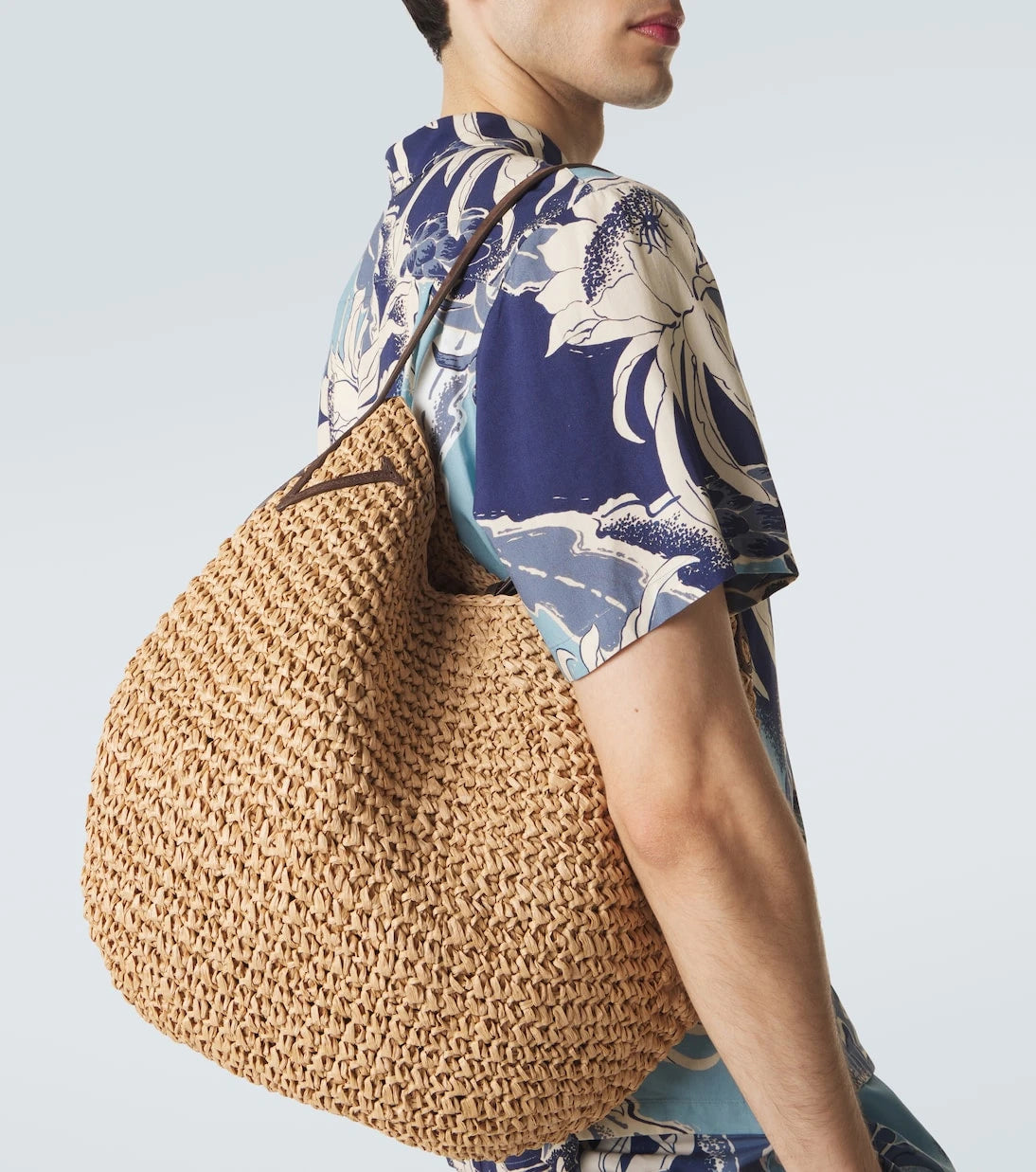 JW Anderson - Bulb XL suede-trimmed raffia bucket bag