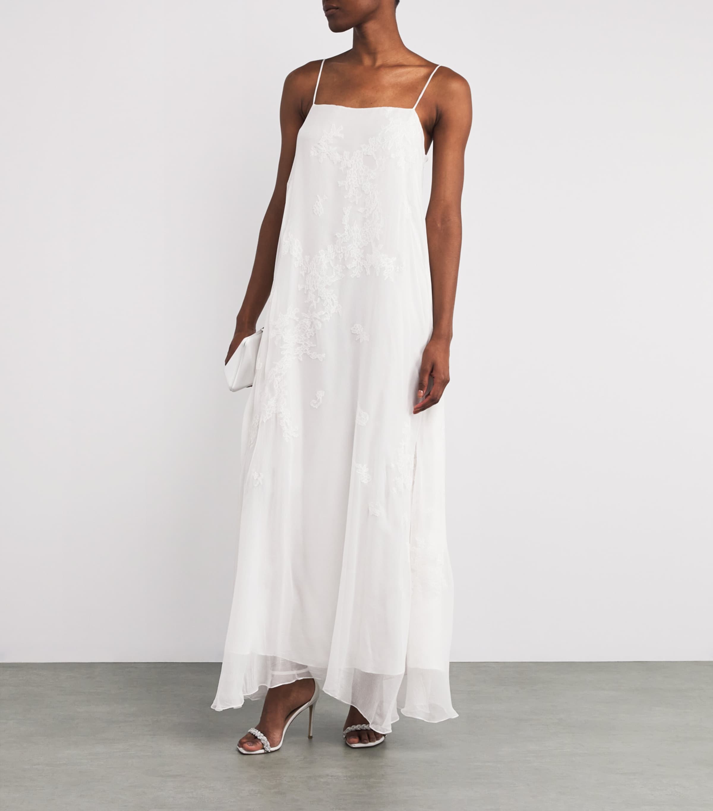 Silk Crepe Valerie Maxi Dress WHITE/WHITE