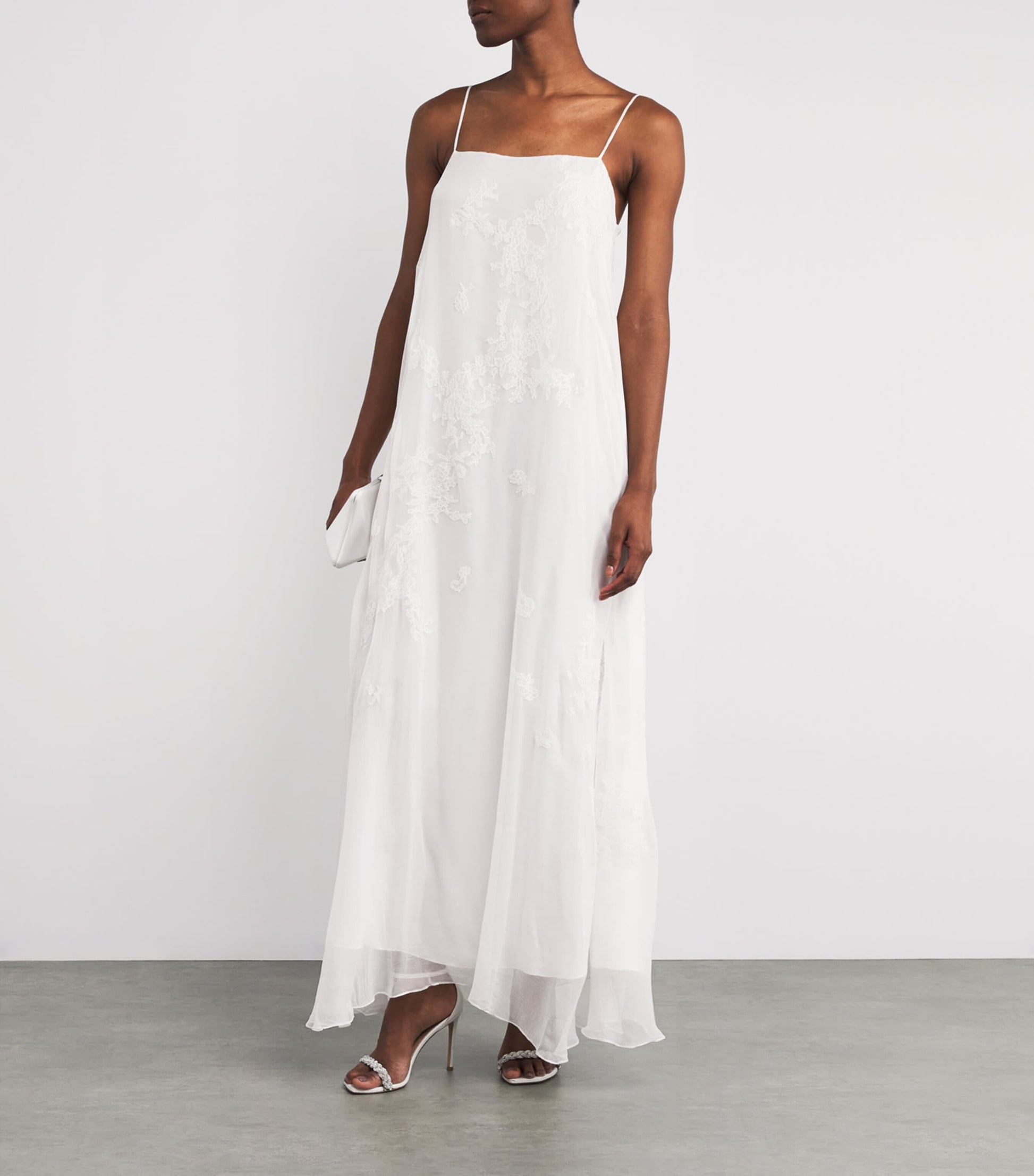 Silk Crepe Valerie Maxi Dress WHITE/WHITE