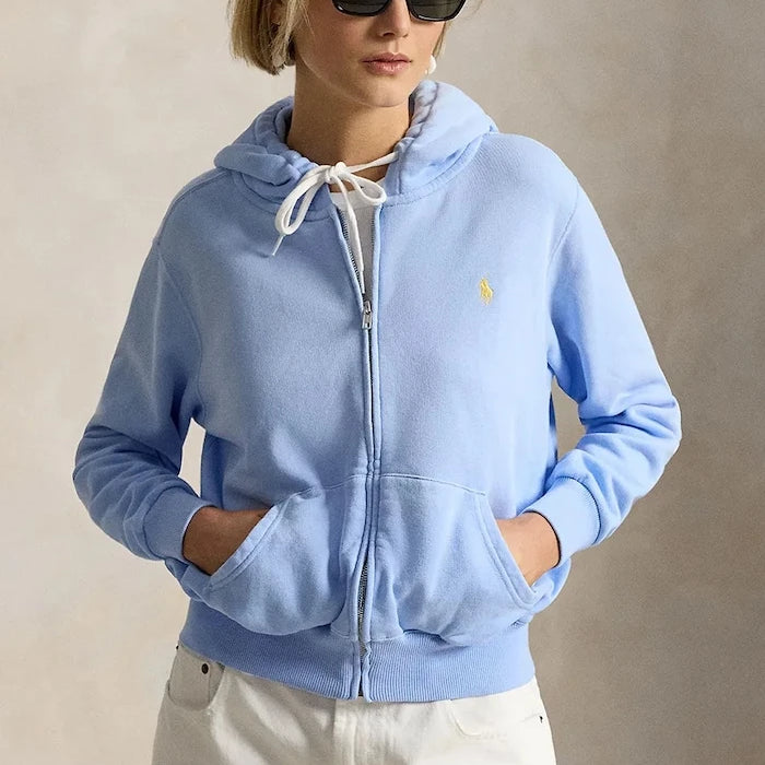 Polo Ralph Lauren kadın pamuklu fermuarlı kapüşonlu sweatshirt ISLAND FLC-KNT-SWEATSHIRT