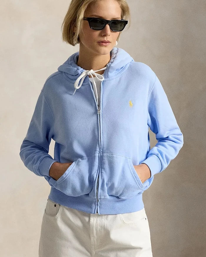 Polo Ralph Lauren kadın pamuklu fermuarlı kapüşonlu sweatshirt ISLAND FLC-KNT-SWEATSHIRT