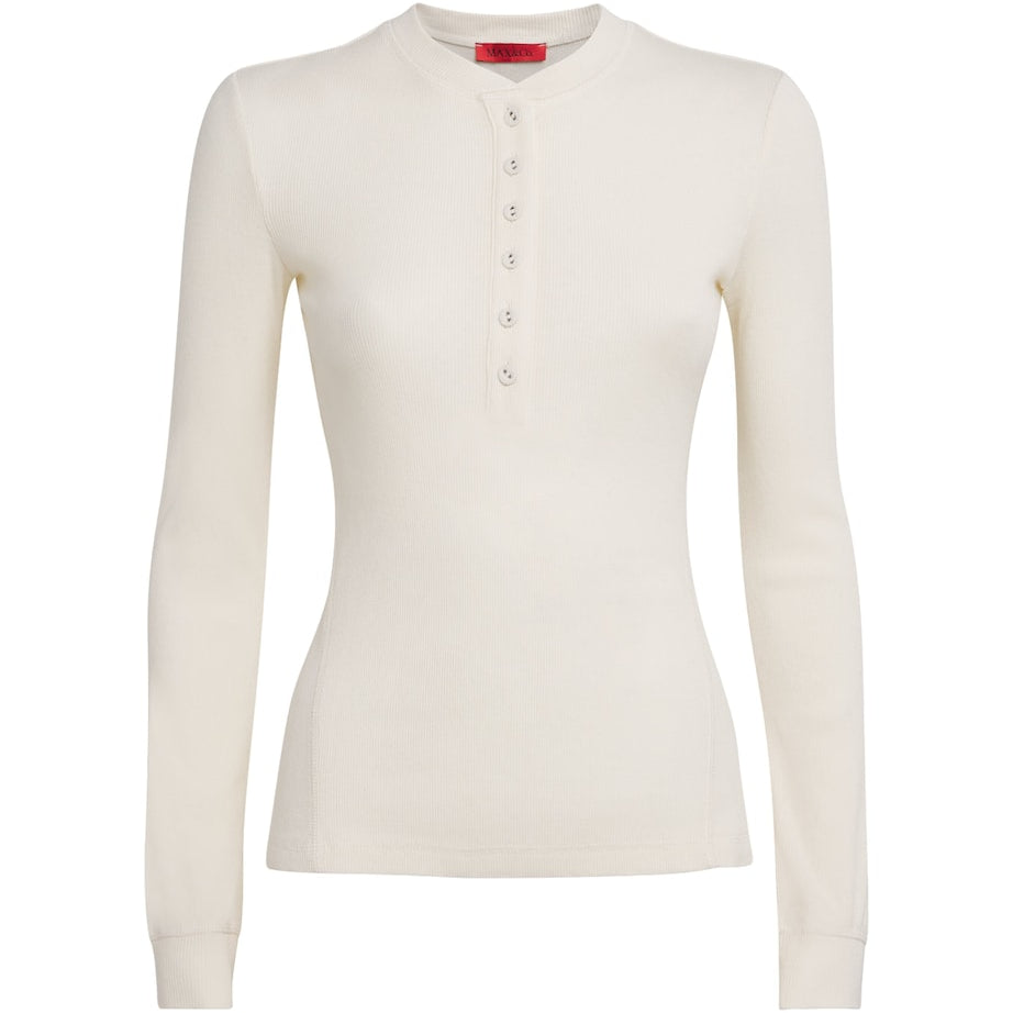 MAX&Co. White Long-Sleeve Henley Top