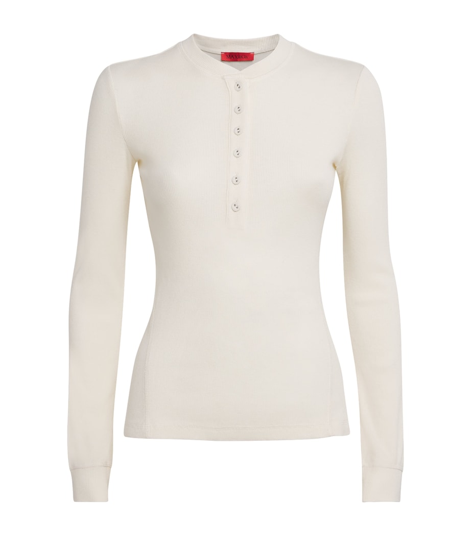 MAX&Co. White Long-Sleeve Henley Top