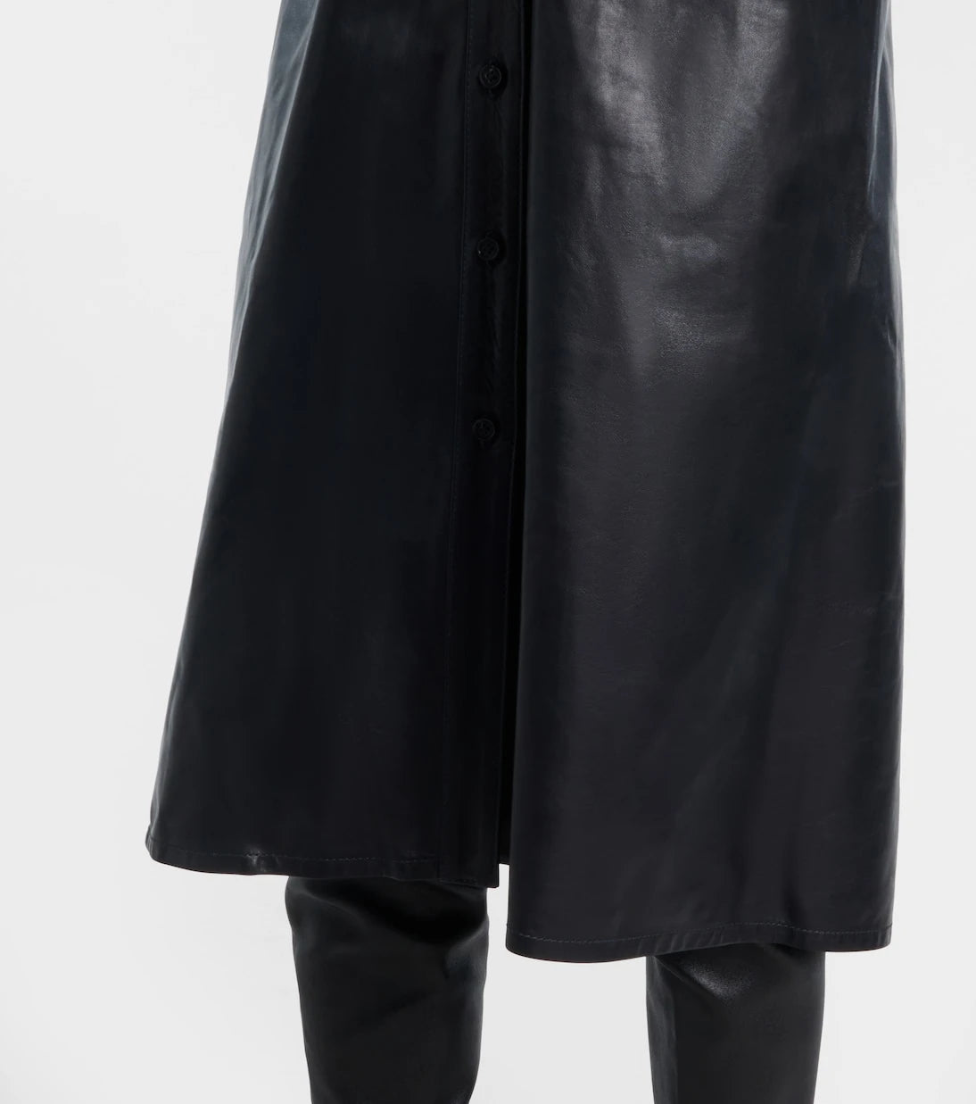 Toteme - Ruched leather shirt dress
