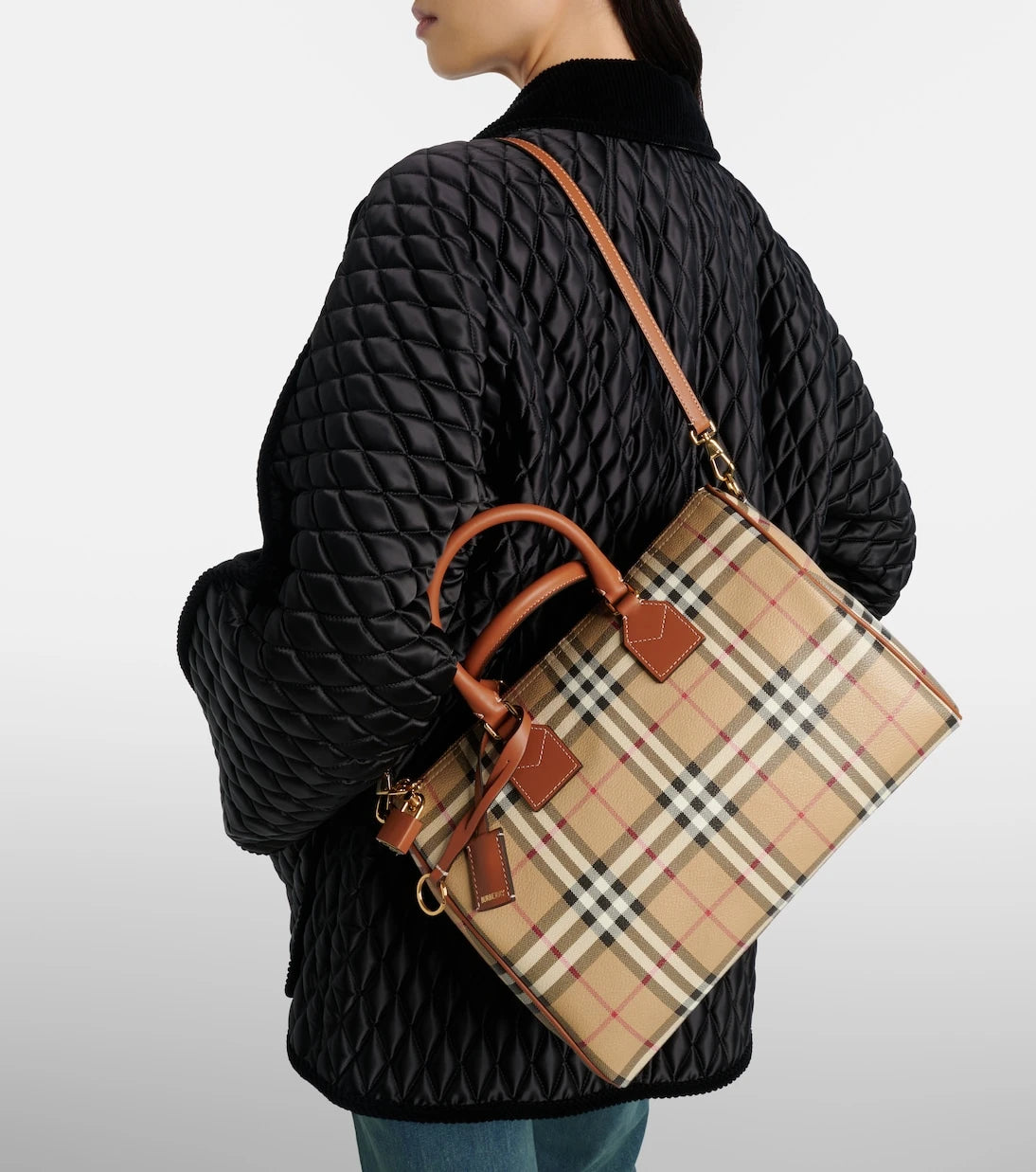 Burberry - Bowling Medium Burberry Check top-handle bag