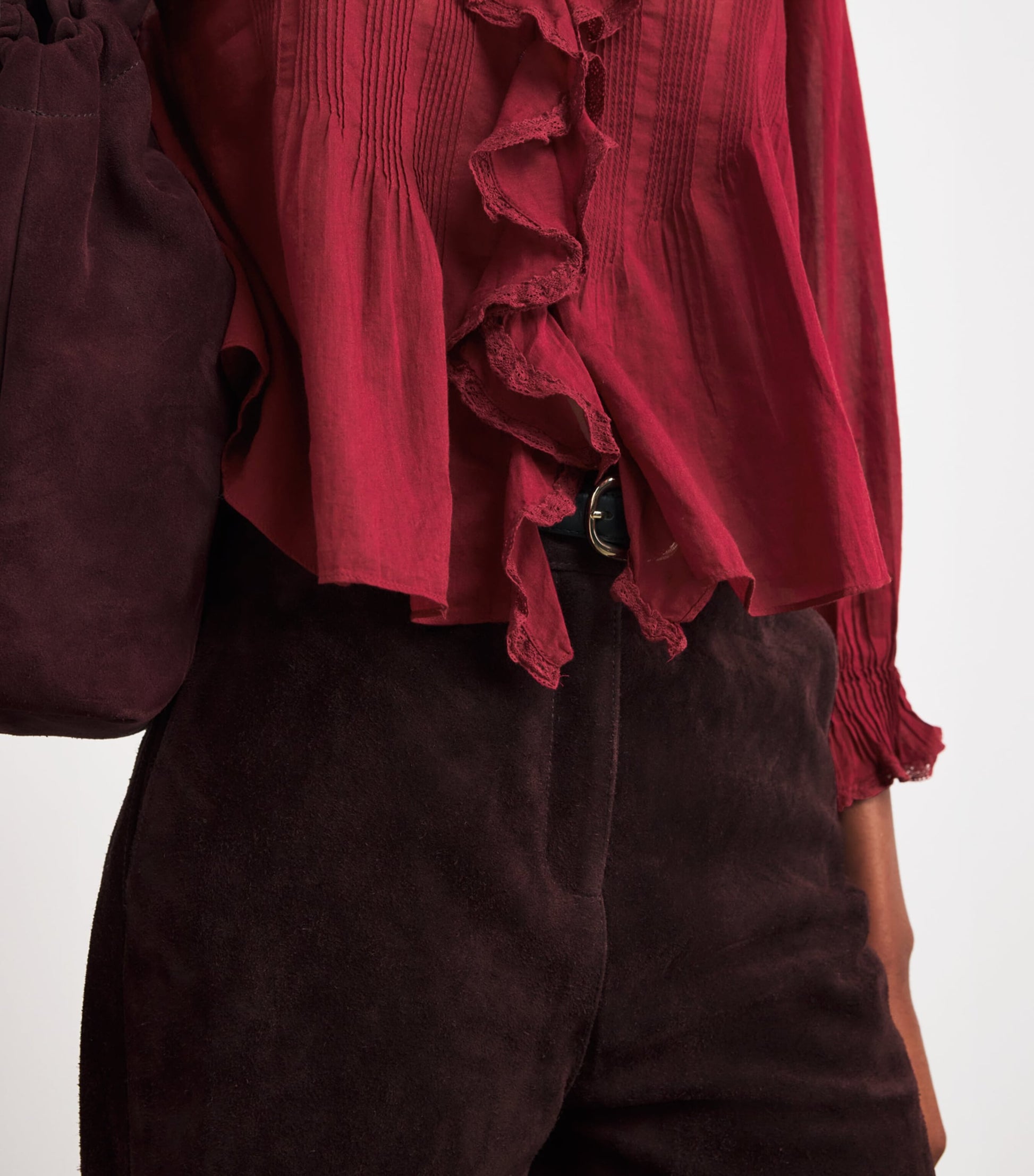 Organic Cotton Ruffled Hardy Blouse DEEP CRIMSON