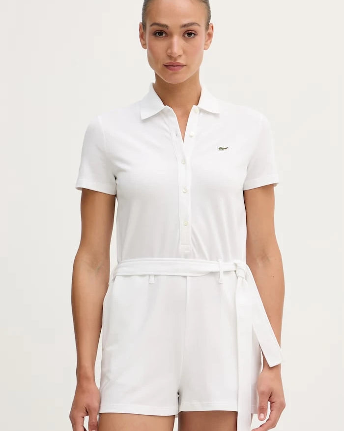 Lacoste pamuk ve elastanlı kadın tulum