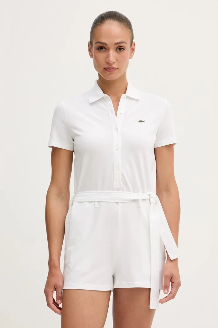 Lacoste pamuk ve elastanlı kadın tulum