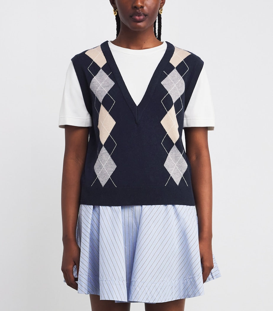 Wool-Cashmere Layered Sweater NAVY BLUE