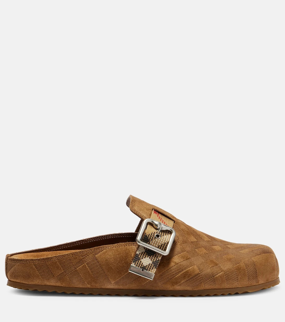 Burberry - Checked suede clogs