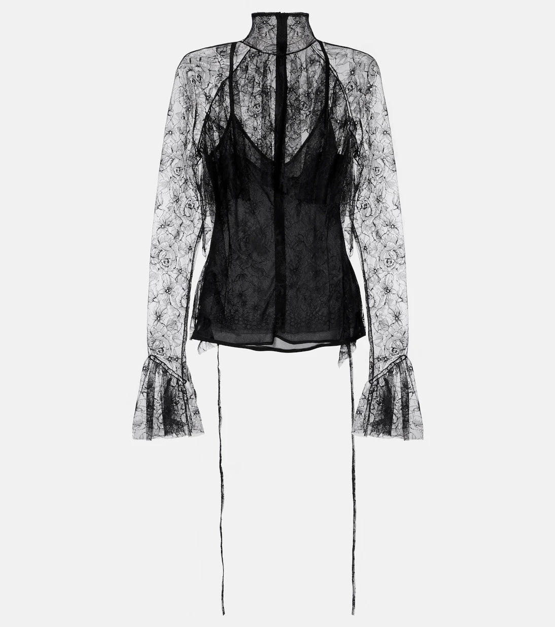 Blumarine - Ruffled sheer lace blouse