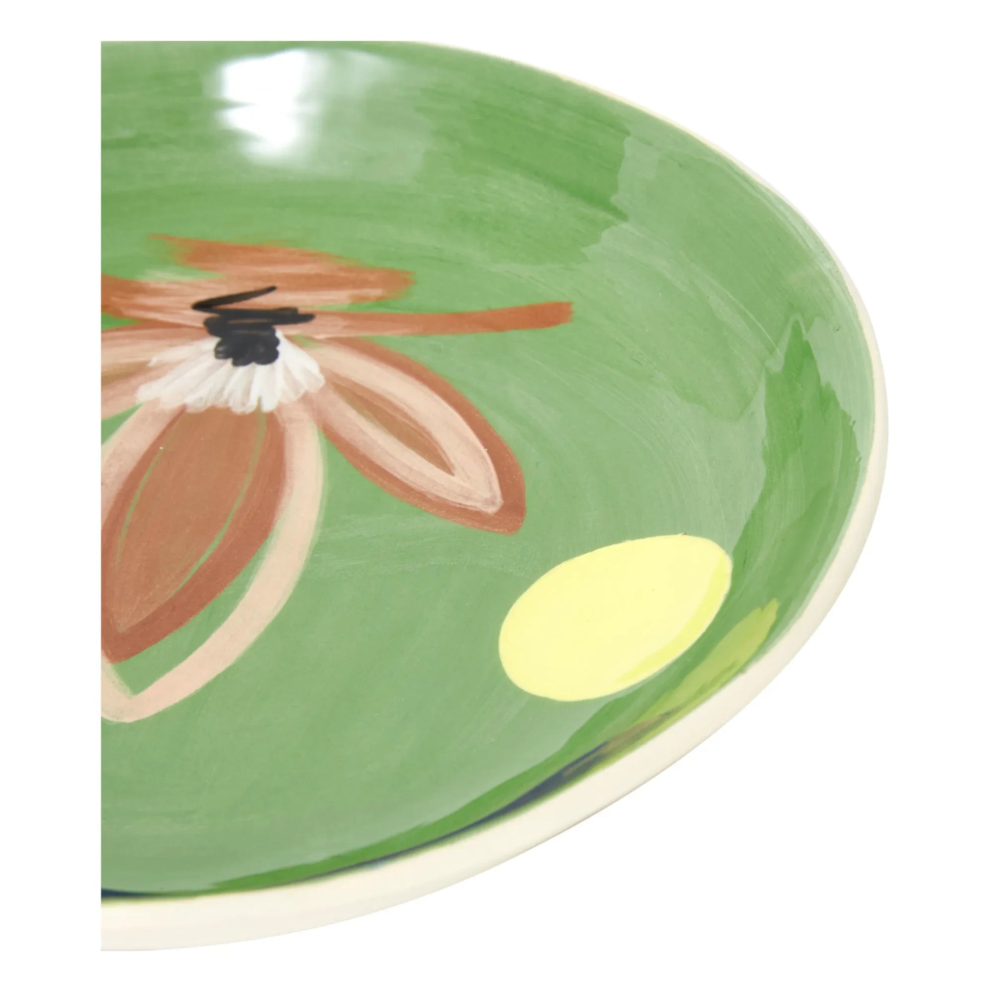 HOMERE - Daphné Flower Ceramic Shallow Bowl | Green