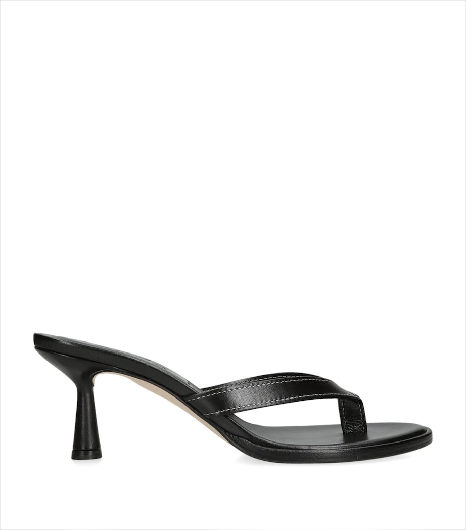 Black Leather Daphne Heeled Sandals 75