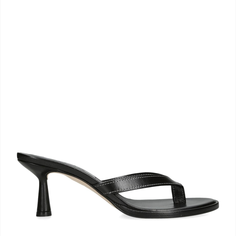 Black Leather Daphne Heeled Sandals 75