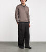 John Smedley Brown Extra Fine Merino Wool Half-Zip Tapton Sweater