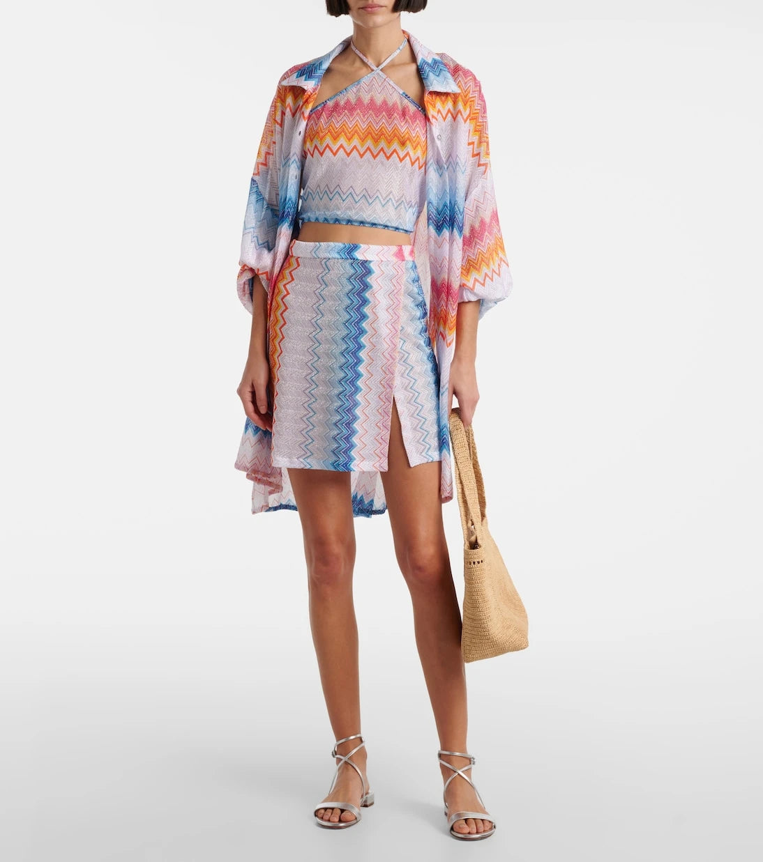 Missoni - توب قصير بياقة رسن بنمط متعرج