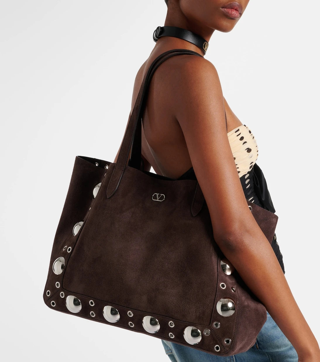 Valentino Garavani - Nellcôte Medium studded suede shopper