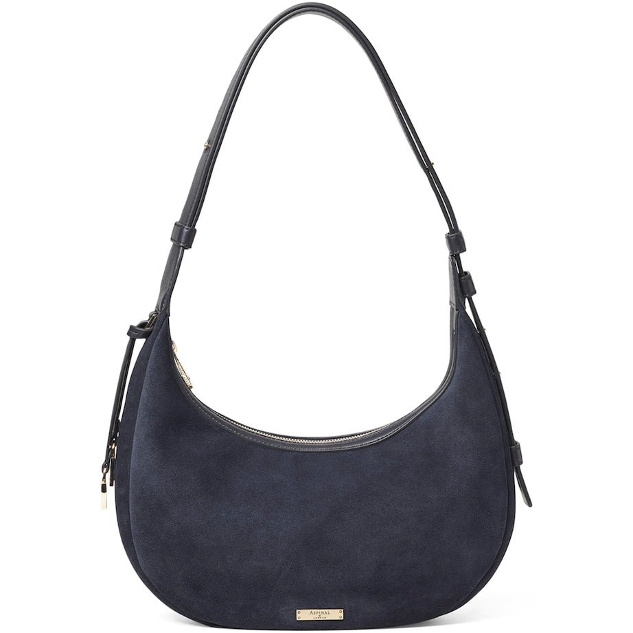 Small Suede Hudson Crescent Shoulder Bag