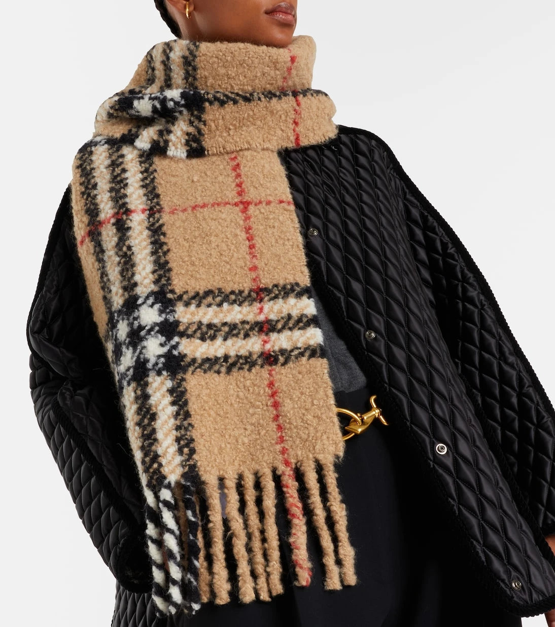 Burberry - Burberry Check alpaca and wool-blend scarf