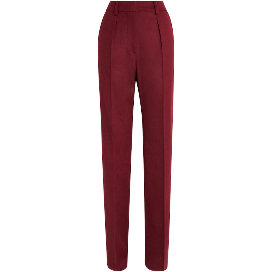 Max Mara Red Camelwool Straight Trousers