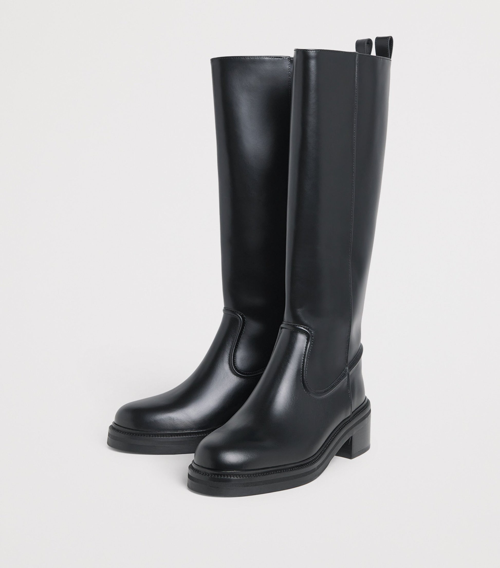 Maje Black Leather Knee-High Boots