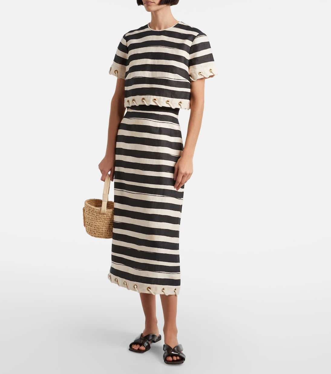 Zimmermann - Rebellion striped linen midi skirt