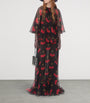 Valentino Black Silk Cherryfic Maxi Dress
