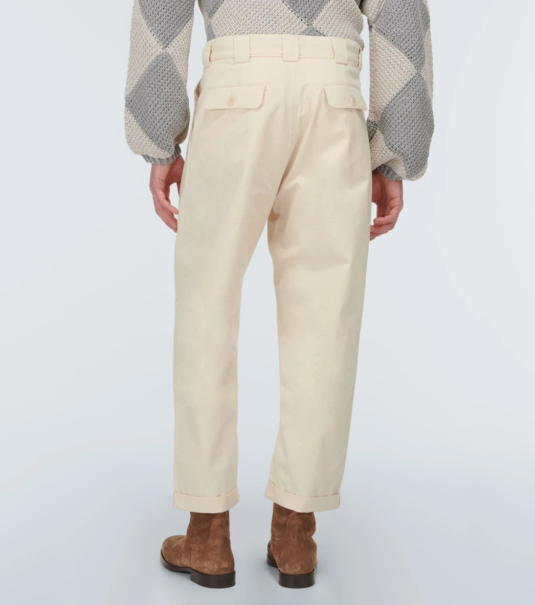 Adish - Embroidered straight cotton pants