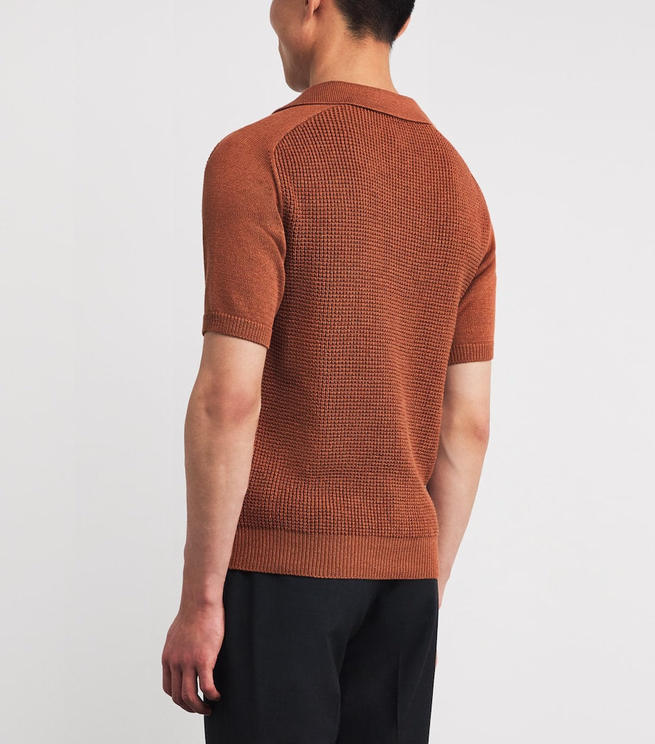 Silk-Cotton Knit Polo Shirt
