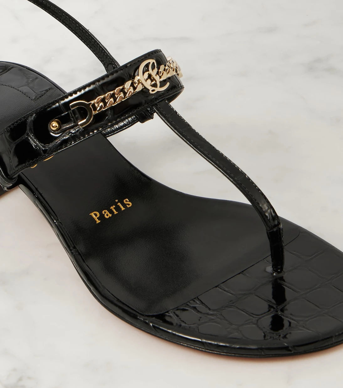 Christian Louboutin - MJ Thong croc-effect leather sandals