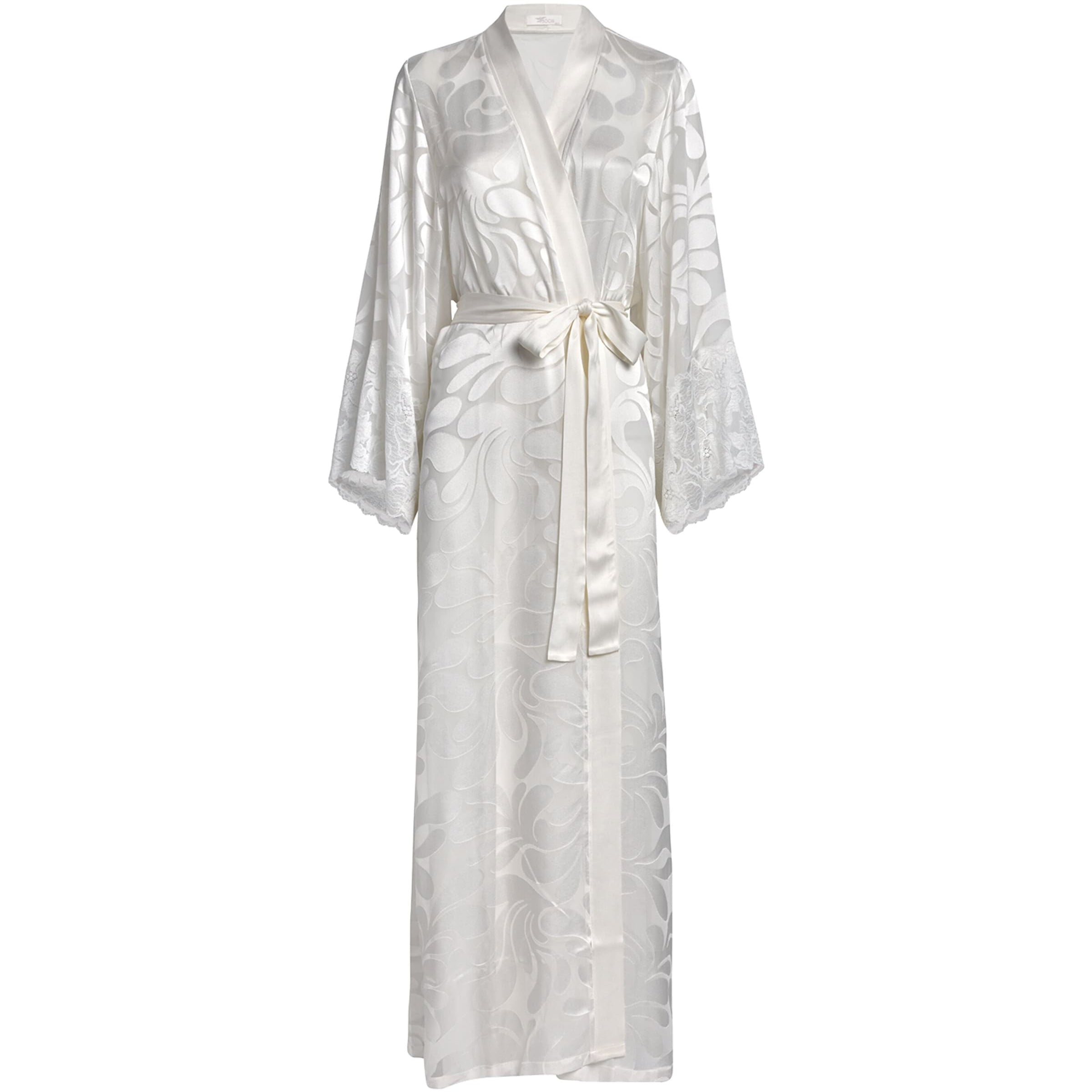 Bocan White Lace-Trim Charlotte Long Robe