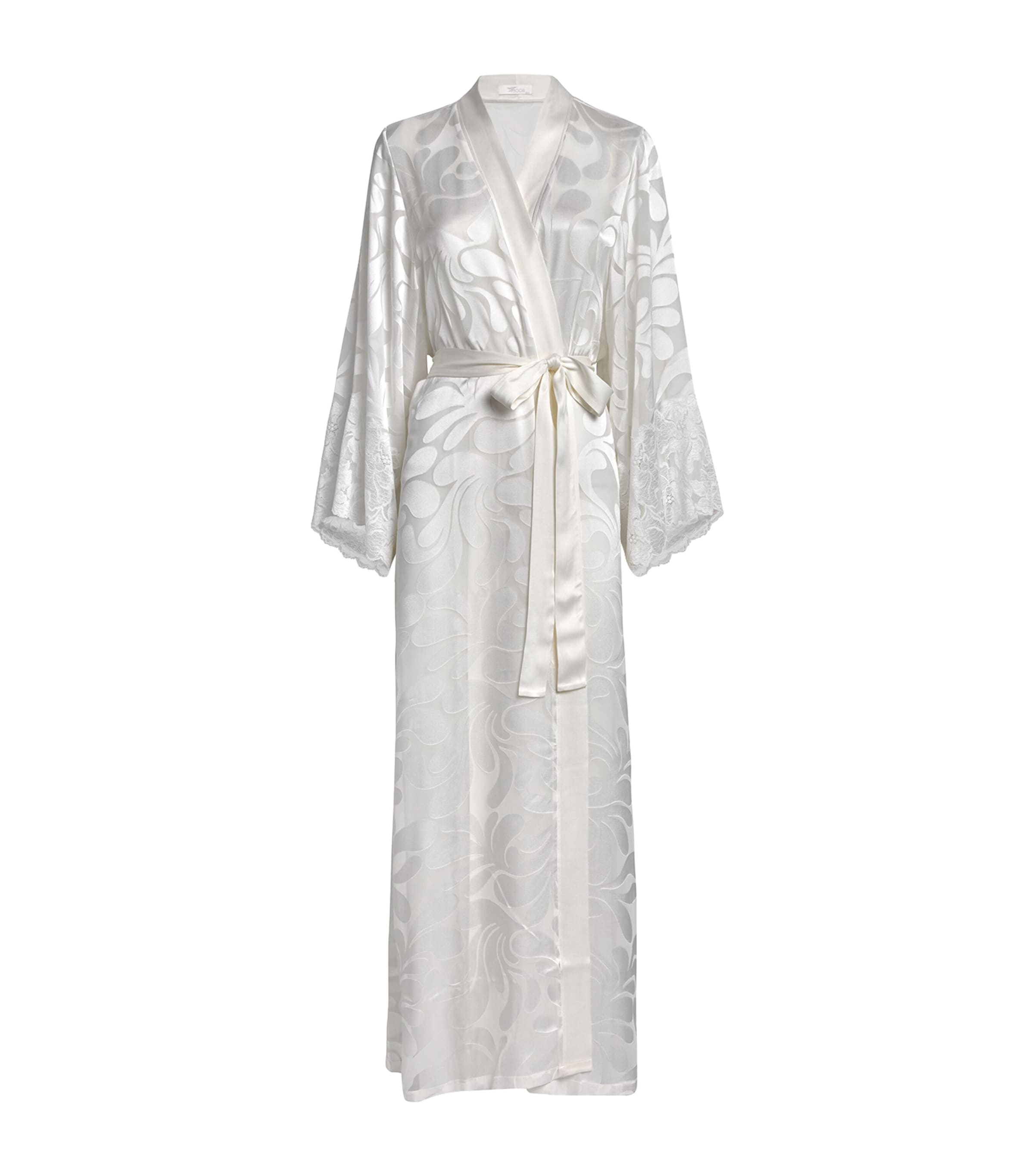 Bocan White Lace-Trim Charlotte Long Robe