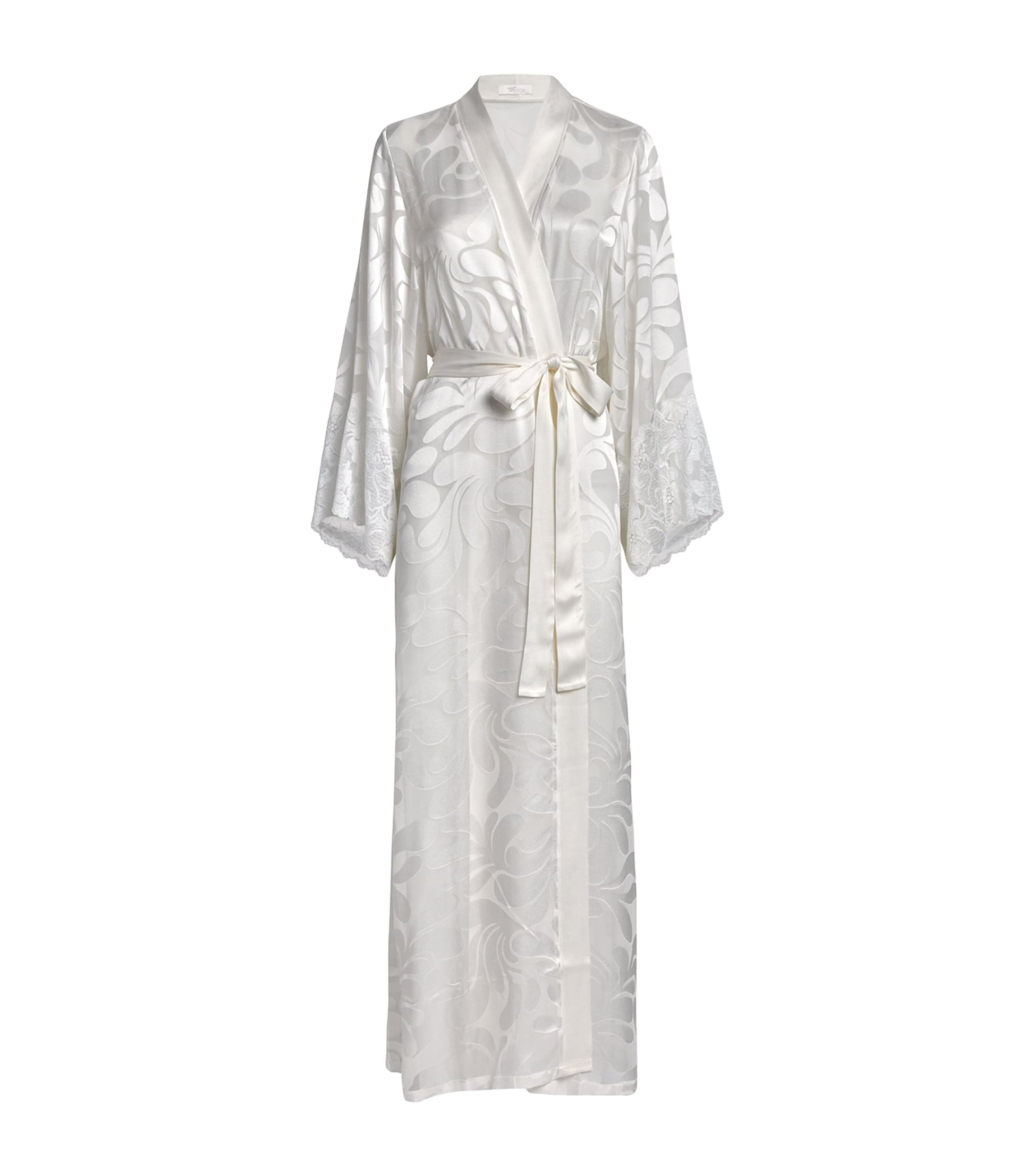 Bocan White Lace-Trim Charlotte Long Robe