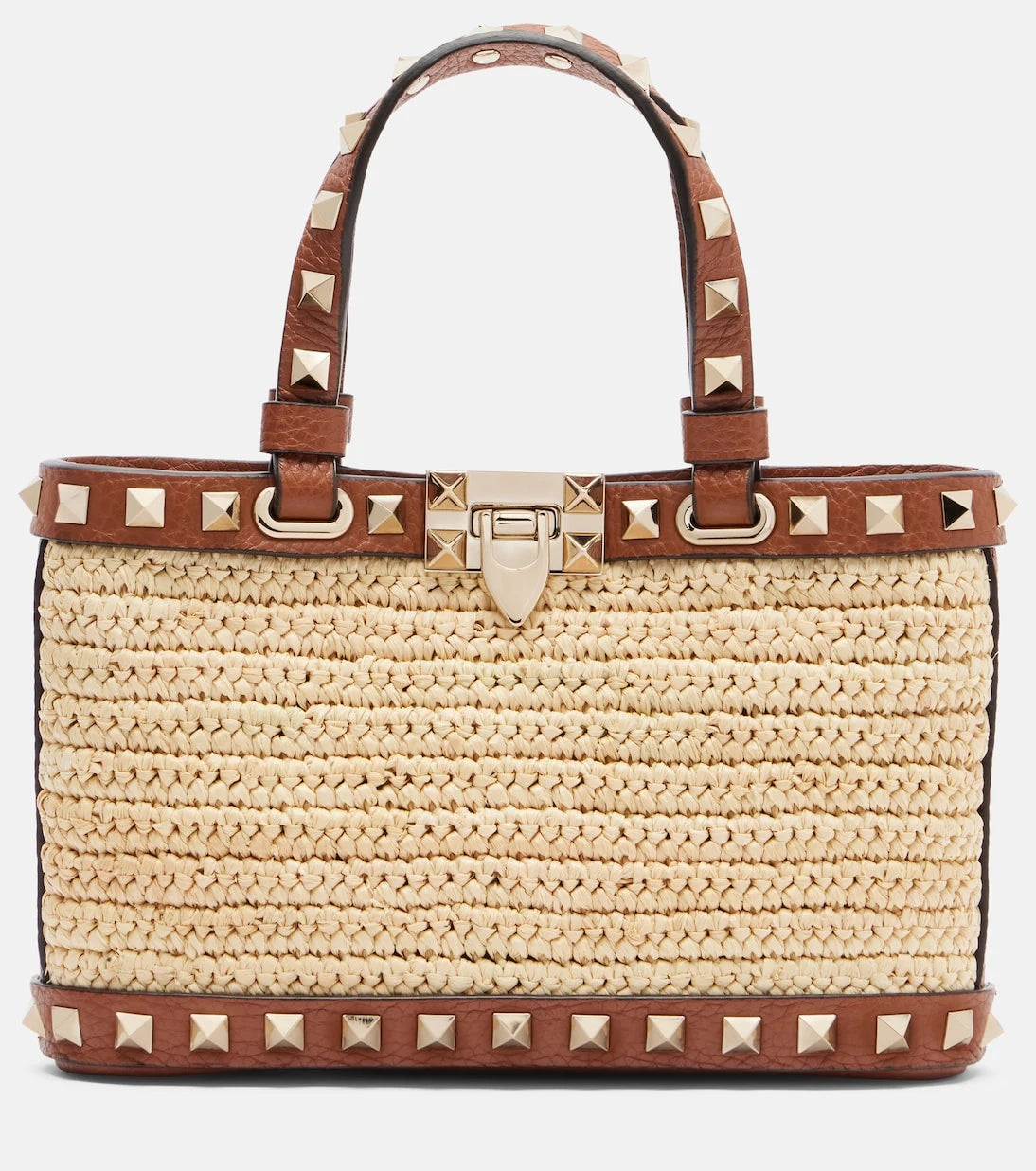 Valentino Garavani - Rockstud Mini raffia tote bag