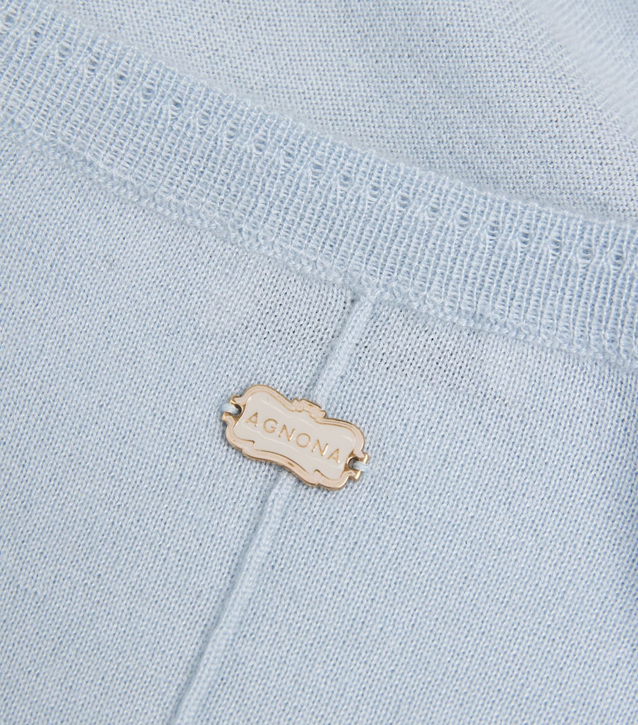 Agnona Blue Cashmere Buttoned Cardigan
