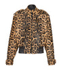 Balmain Brown Suede Leopard Print Bomber Jacket