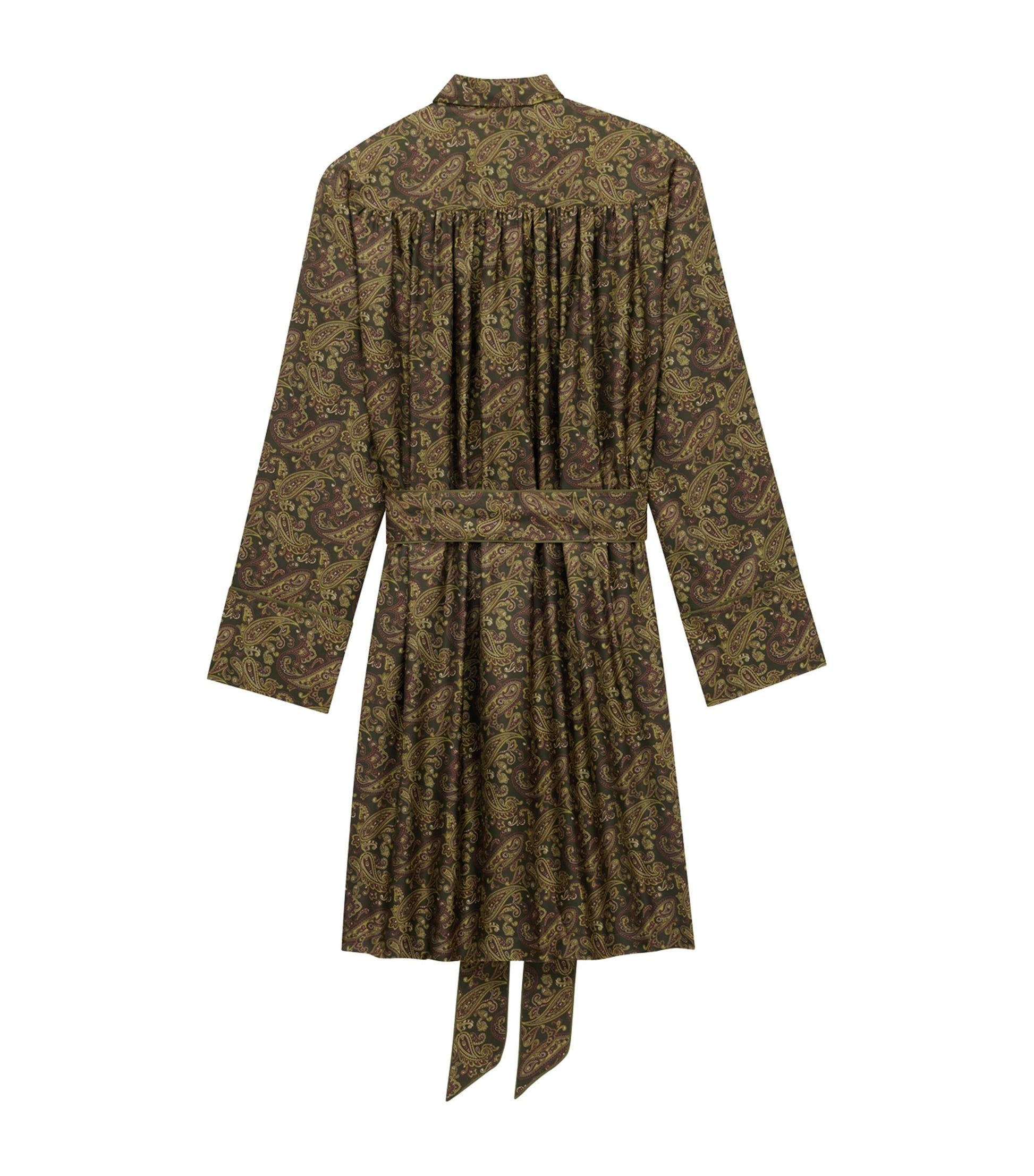 Saint Laurent Grey Silk Paisley Belted Mini Dress