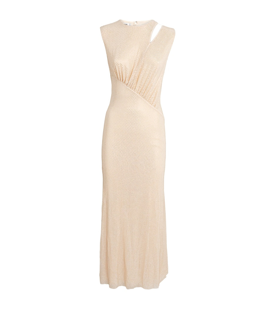 Self-Portrait Beige Embellished Cut-Out Midi Dress