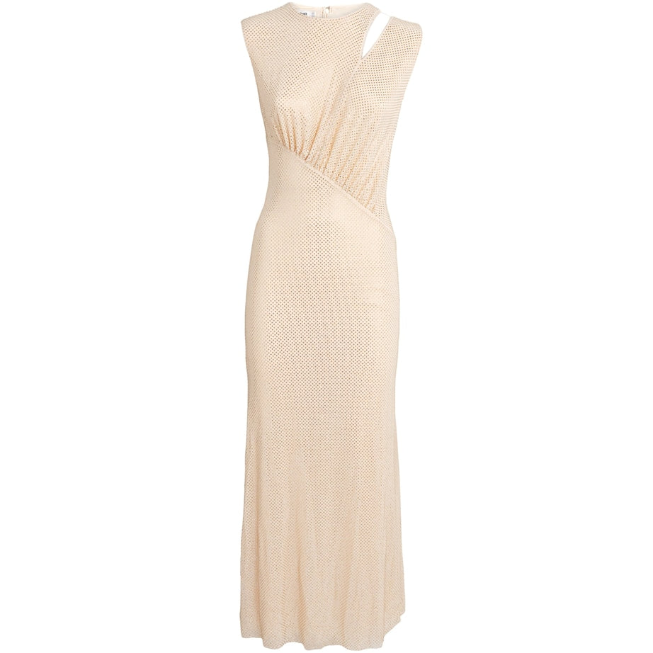 Self-Portrait Beige Embellished Cut-Out Midi Dress