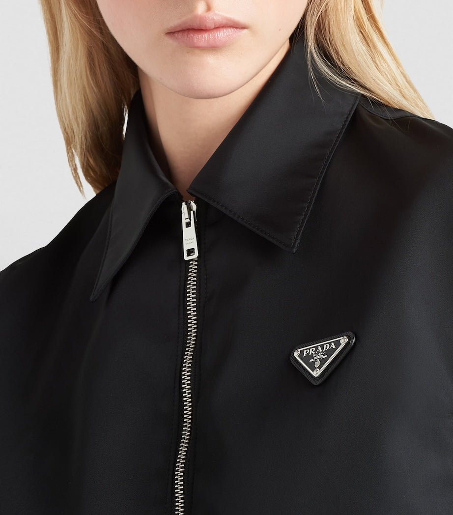 Prada Black Crop Collared Re-Nylon Jacket