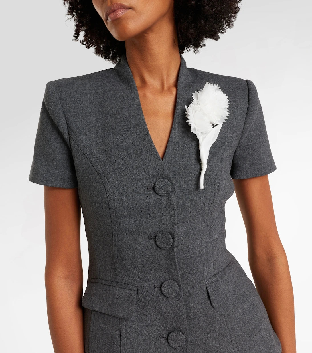 Self-Portrait - Peplum floral-appliqué midi dress