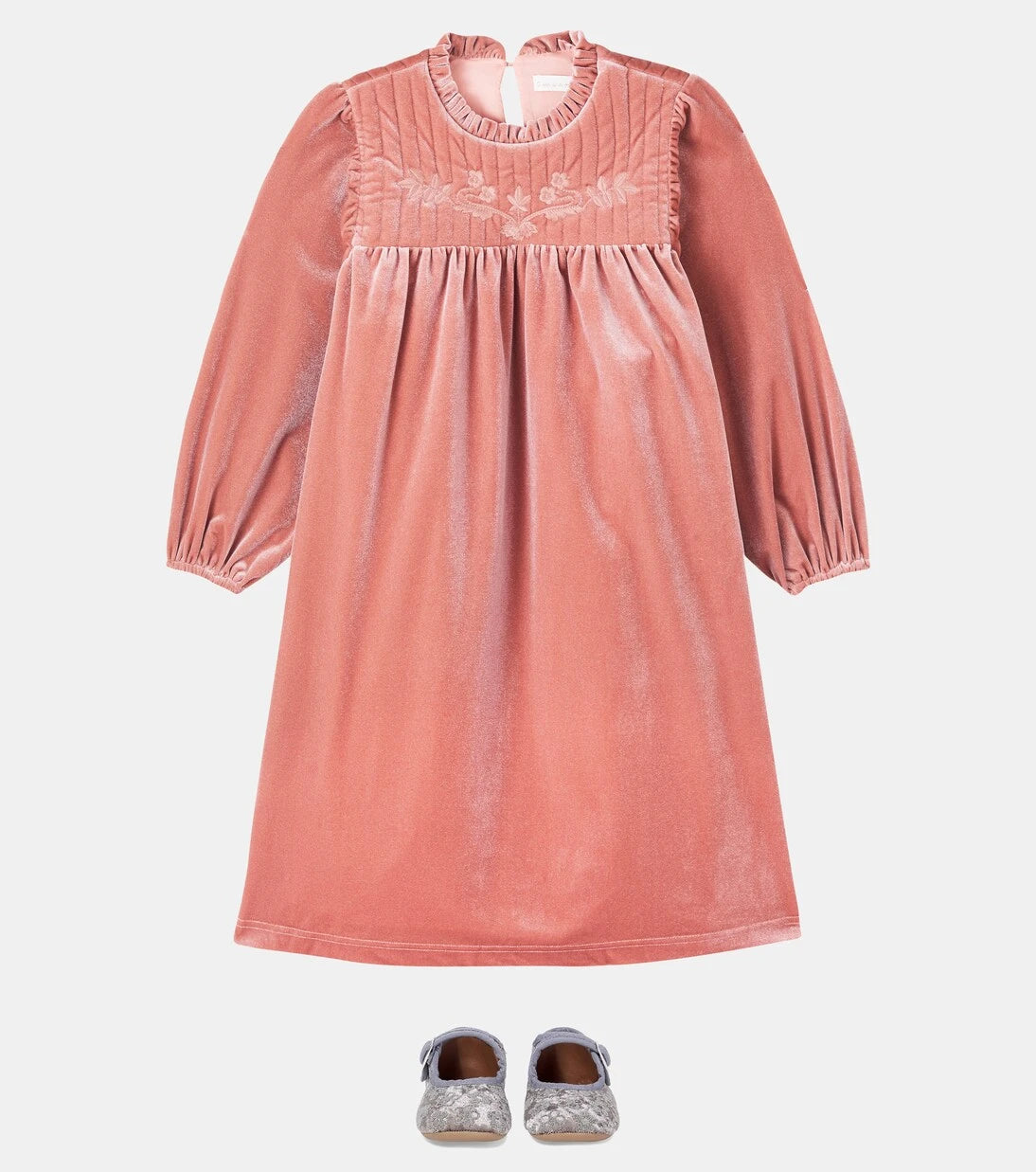 C'era Una Volta - Domitilla embroidered ruffled velvet dress