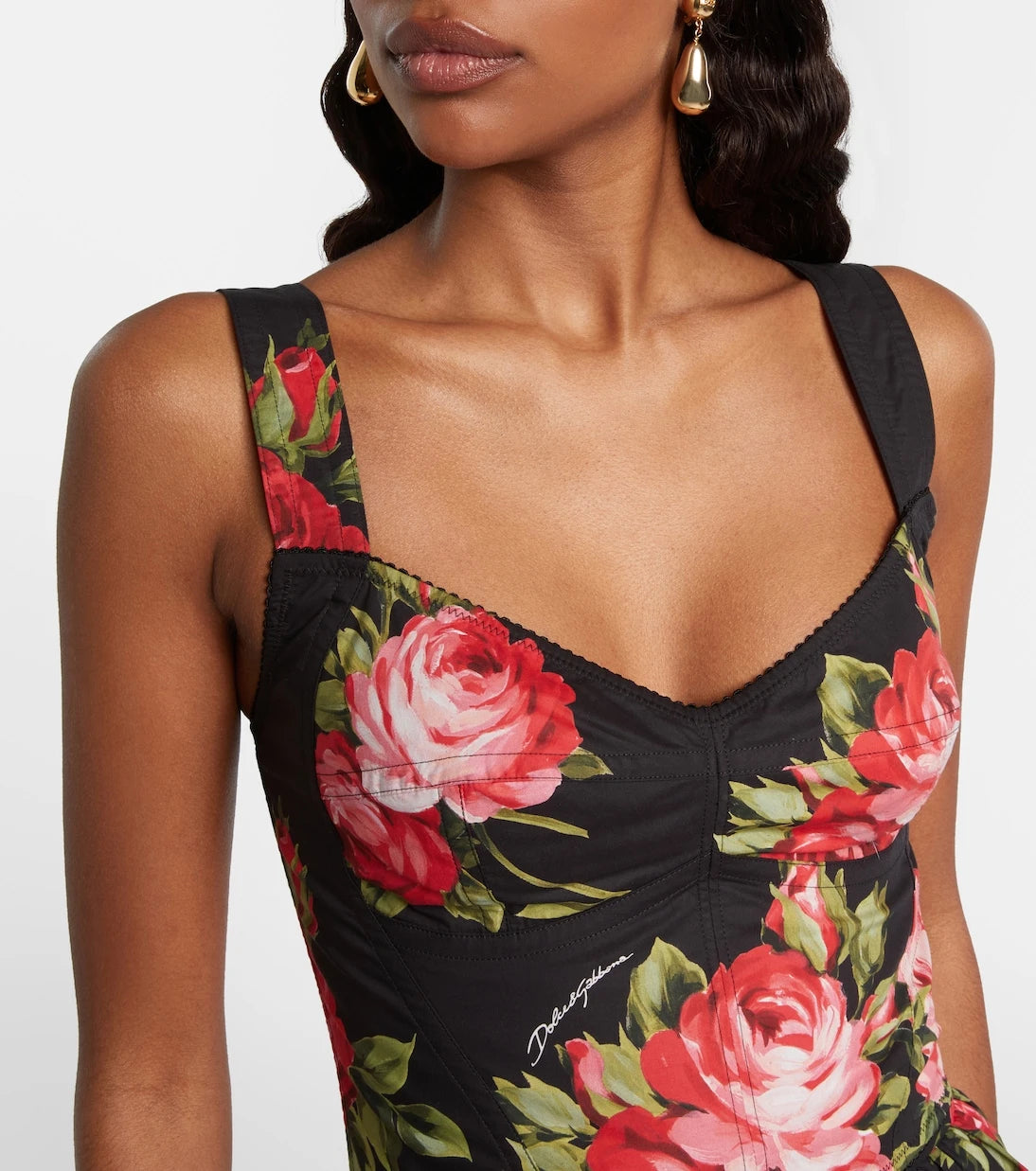 Dolce&Gabbana - توب كورسيه من مزيج القطن بنقشة زهور