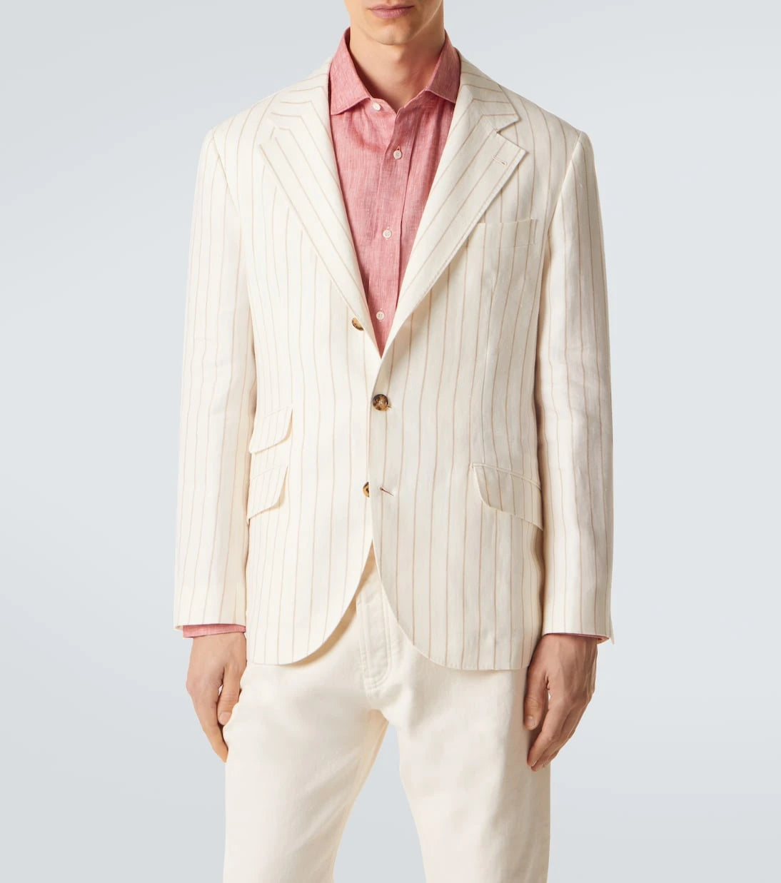 Brunello Cucinelli - Chalk stripe linen twill blazer