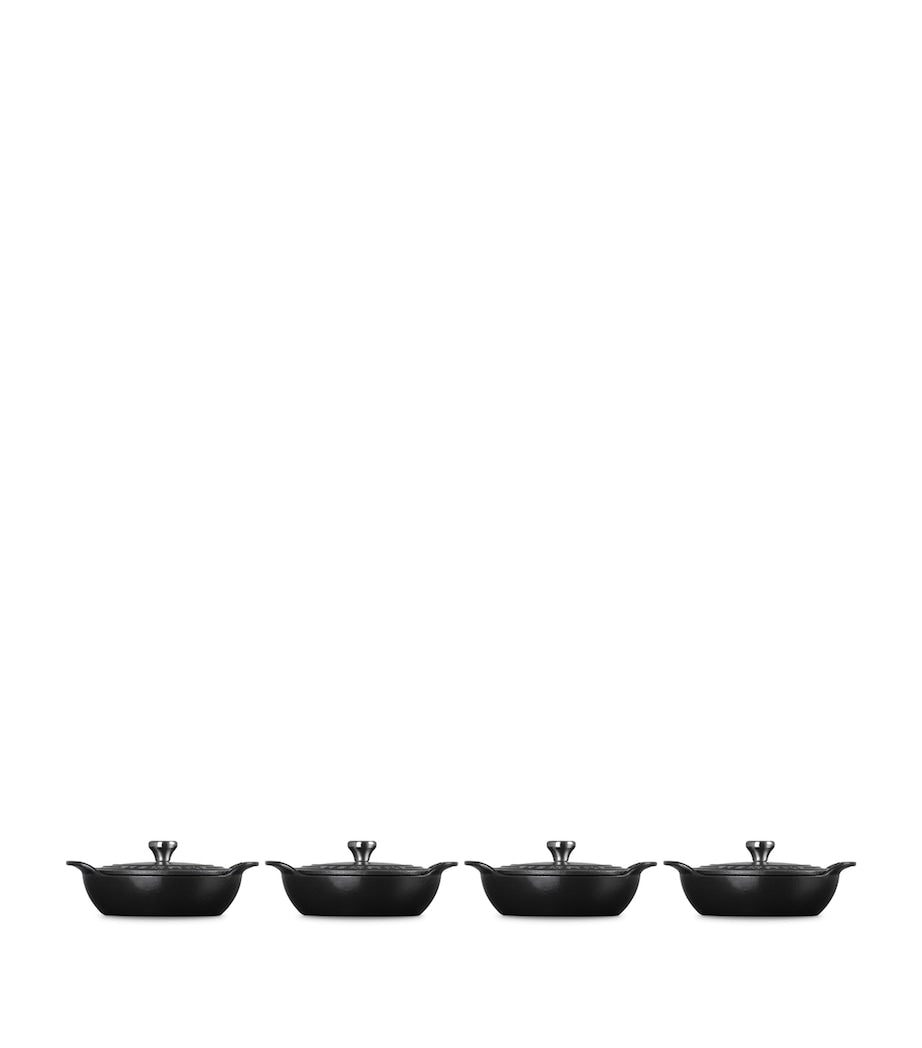 Set of 4 Cast Iron Gourmand Mini Braisers with Lids (13cm)