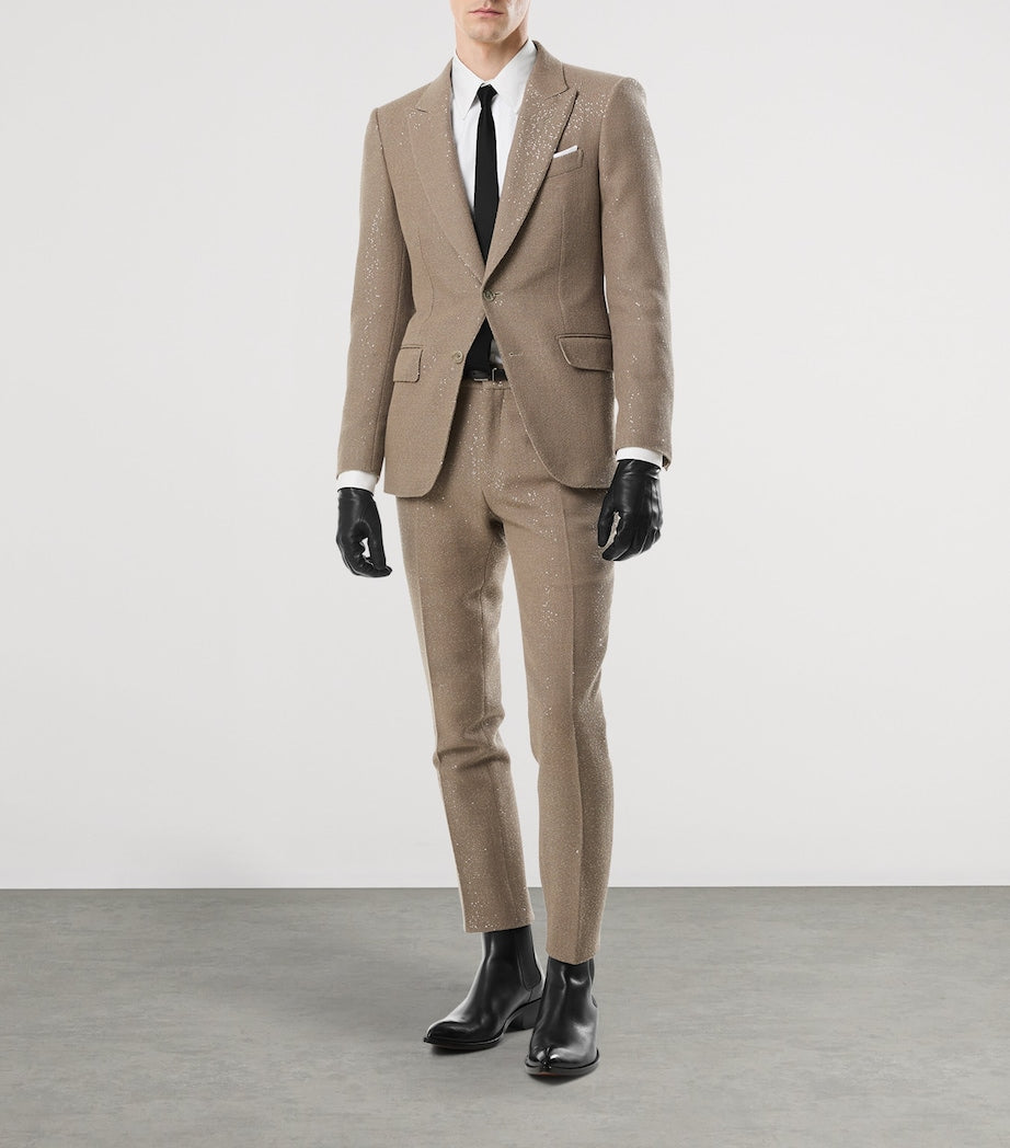 TOM FORD Beige Virgin Wool-Blend Dyllan Trousers